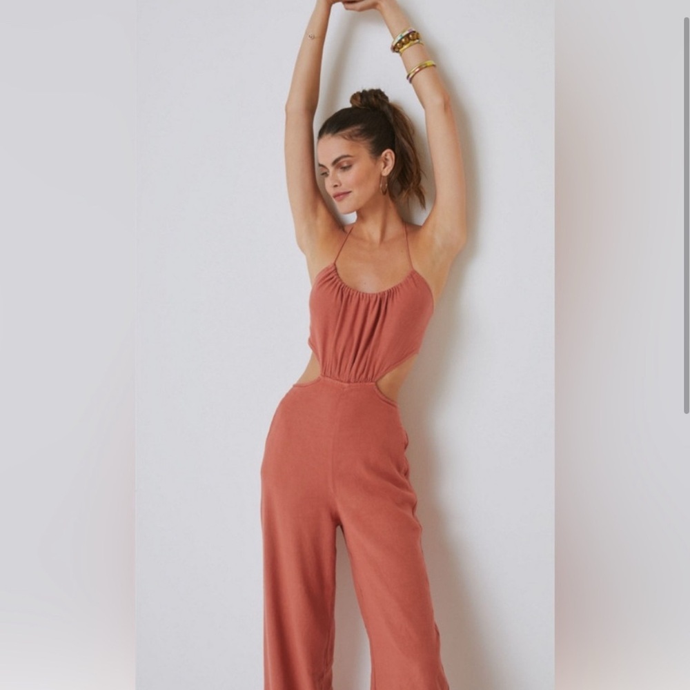 Anthropologie Terracotta Halter Jumpsuit